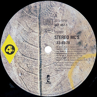 Stereo MC's LP 33 45 78  Island 127 (842 457-1) label 1
